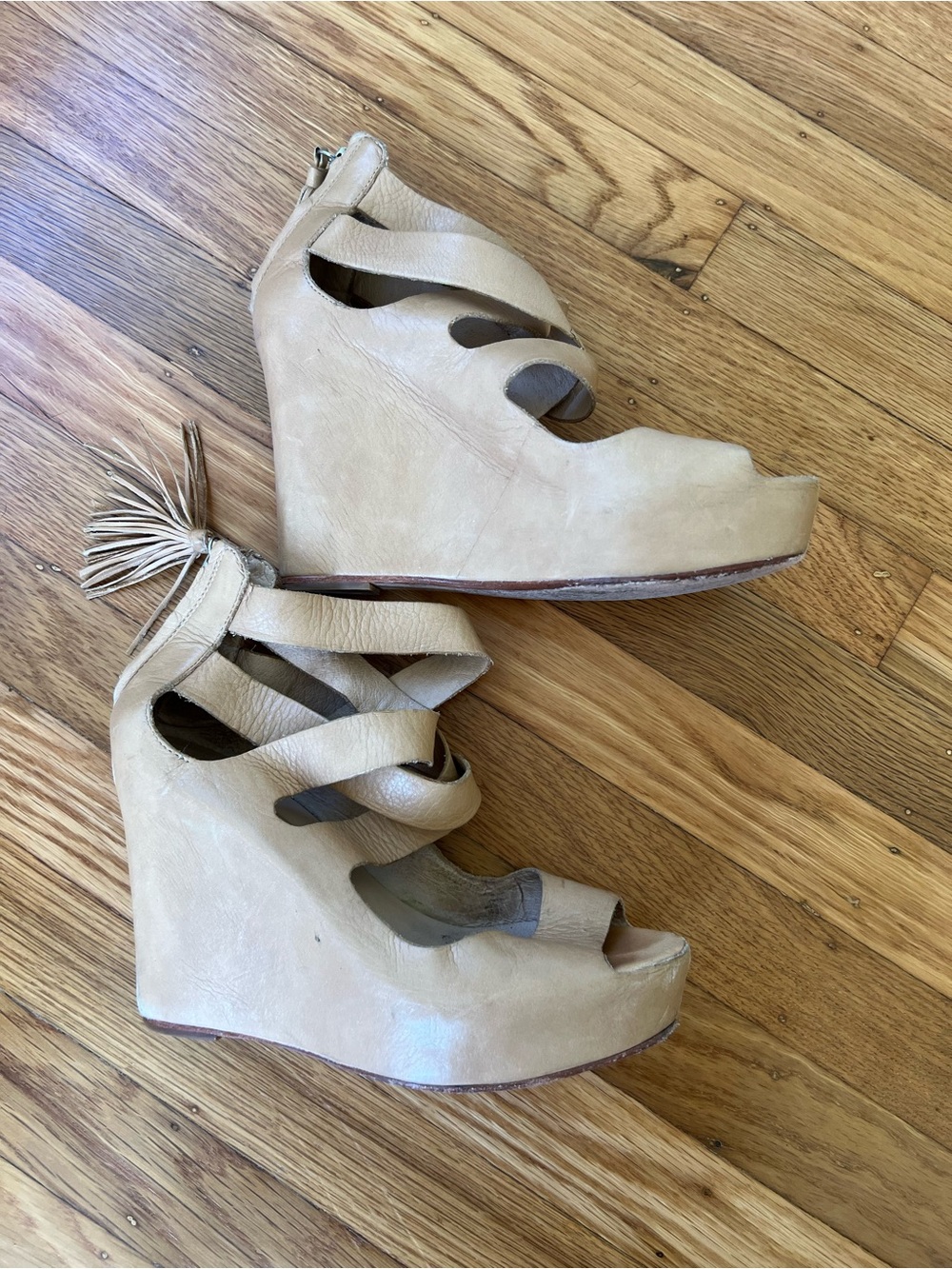 Dolce Vita Leather Cutout Wedge Sandals